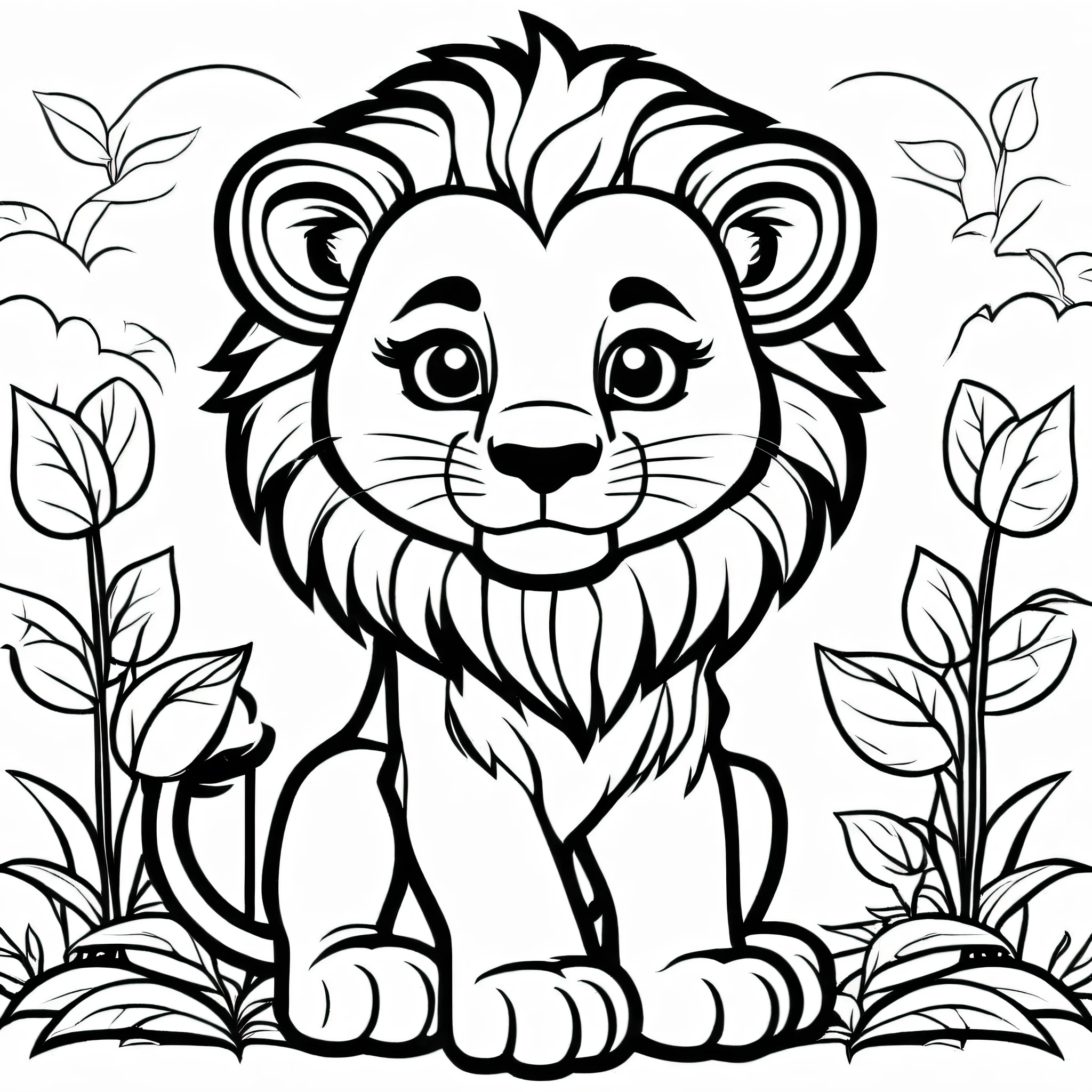 A cute lion, cartoon,
,Coloring Book, ColoringBookAF,