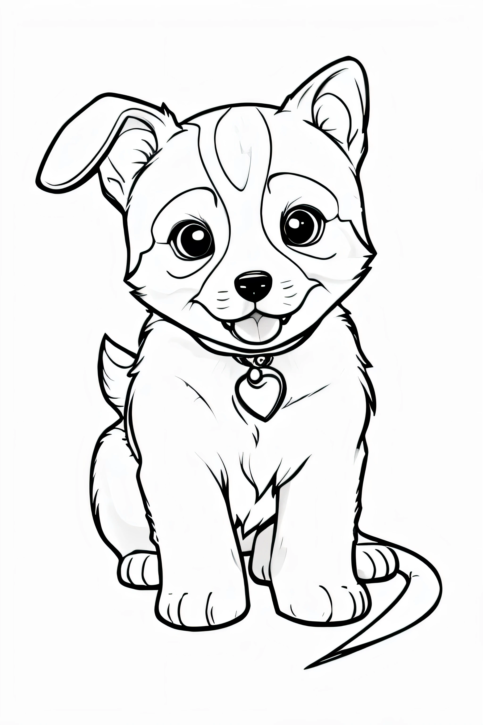 Adorable puppy line art coloring page