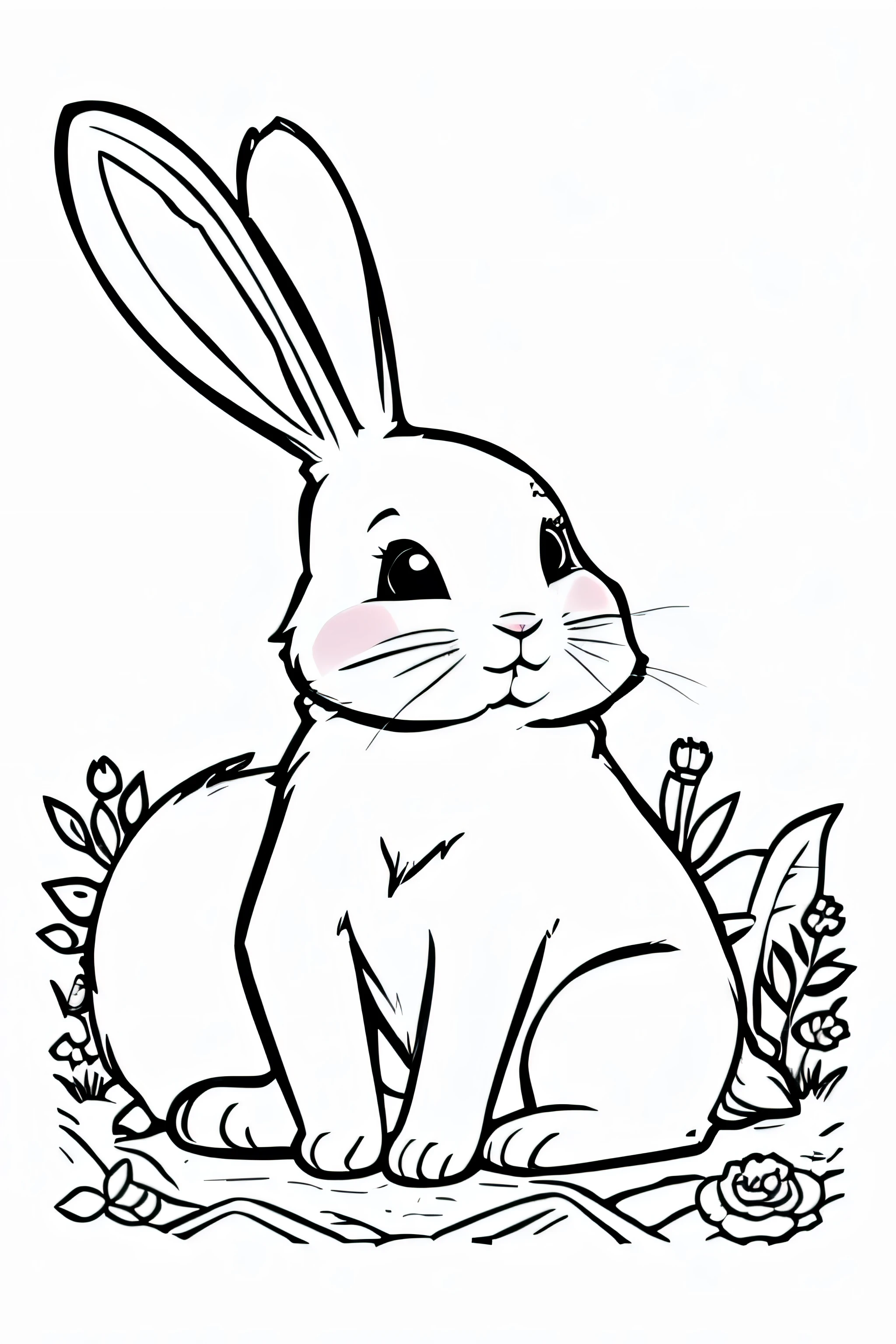 Charming bunny line art coloring page