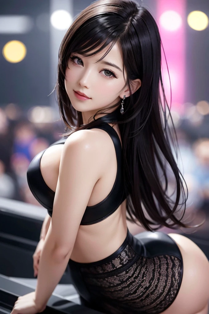 {highest quality, masterpiece}, (Realistic: 1.3), wallpaper, break {{{ff7,Tifa_Lockhart,一人in}}},{{{There is no dance, erotic ,sexy}}},{{{Spread your legs, 太ももを広げてV字の姿勢inしゃがみます}}}, Highly detailed face, debtine grain, Red eyes, break (((ff7,Tifa_Lockhart))),{Black brown hair, Big Breasts}, break ,(Location: on stage, There is no dance ,Strip Bar Background),(crowd:1.3),{{Strip club dancer, Lighting, neon, erotic background, There is no}},{{she'To the dancers}},{{{NSFW}}},{No bra, No pants, Small beautiful hard nipples}, Around 18 years old, cute, {{{erotic eyes, erotic mouth, erotic face}}}, Excited:1.2, {Open your mouth:1.1}, {{{体の発Sweat, Sweat}}}, inet body:1.3 , Lewd stares from men, (Camel'inith toe), (in S.debt.in.:1.5),