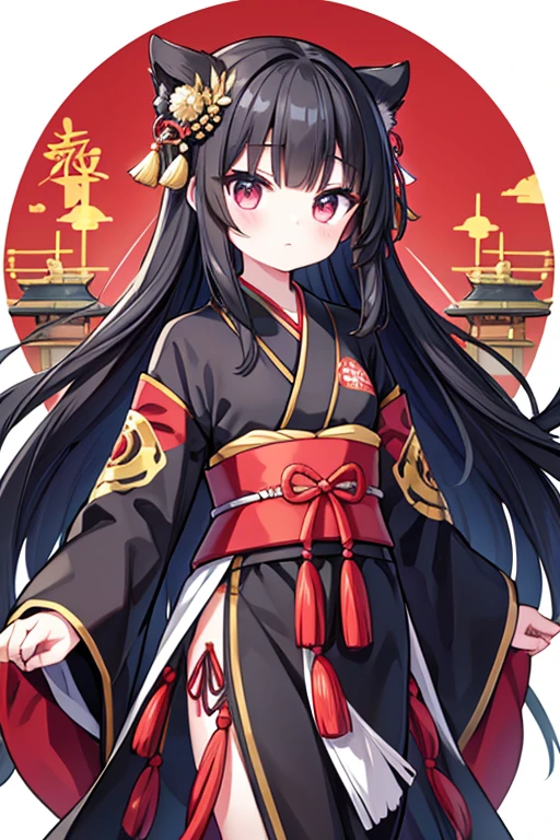 、Black Hair、Long Hair、wear Kimono、princess、The ancient Warring States period