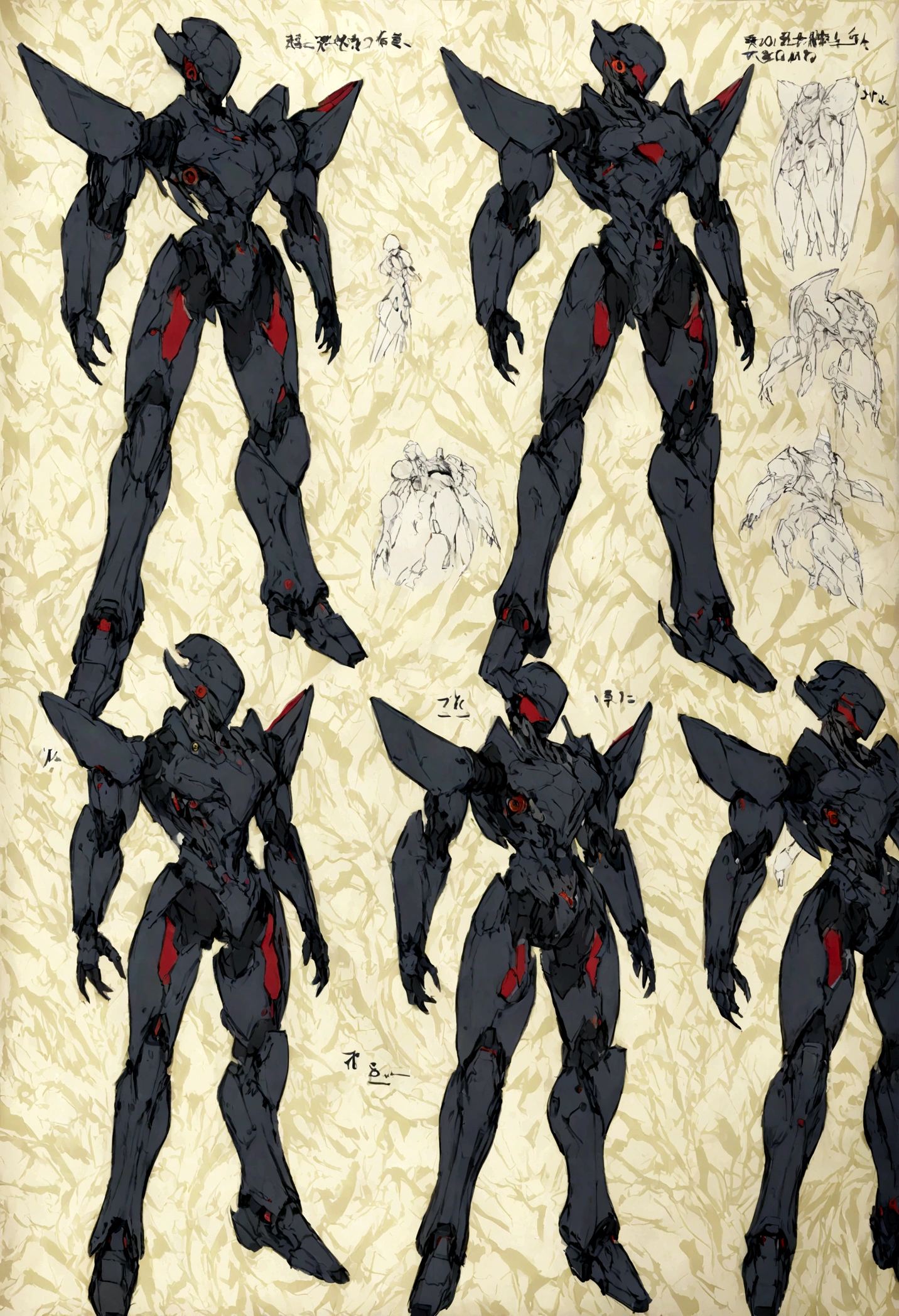 model sheet a half-human war robot
