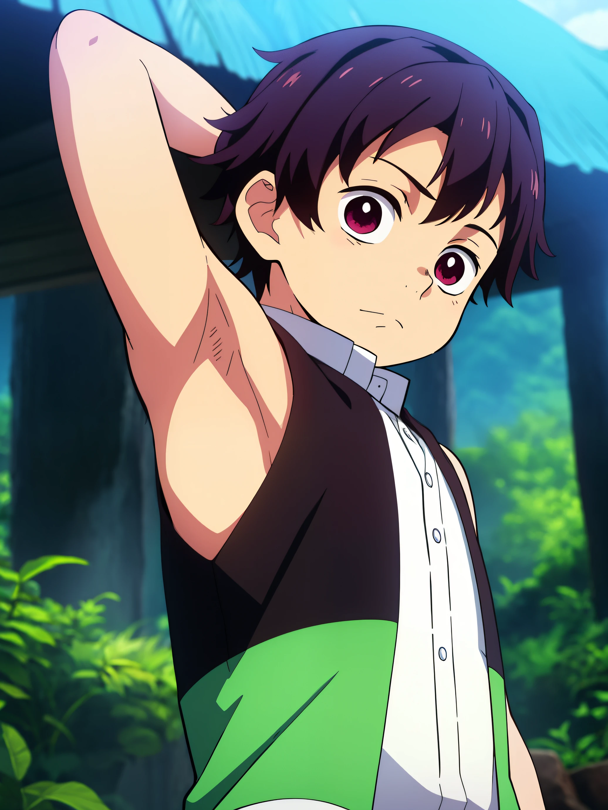 xy_2, black hair, red and white cap, brown eyes, high quality, score_9, score_8_up, score_7_up, amazing quality, best aesthetic, intricate details, masterpiece, best quality, 1male, solo, male_focus, feeling shy, fully naked, profile view, outdoors in a forest, sunny day, full body, male genitals, small-size soft penis, handsome, detailed face, eyes and hands without errors, anime style, high detail, unity 8k wallpaper, high resolution, detailed high quality background, pene pequeño, detalle nítido, extremadamente detallado, Intrincado, Alta resolución, standing, skinny fit, legs visible, testicles, young, flaccid dick, small-size genitals