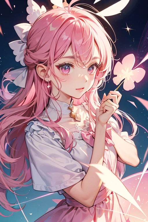 Pirorintchi resembles a pink triangle with stubby limbs and an antenna coming from the top of her head, ending with a clover shape. SPARKLE; GLITTE