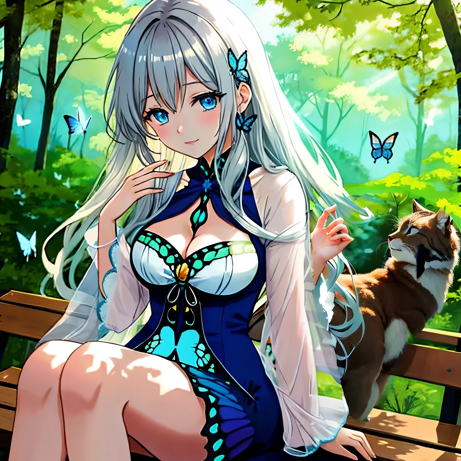 Background Details: "The forest is alive with the natural sounds and sights, the 'play of light through the trees' creating a tranquil backdrop"