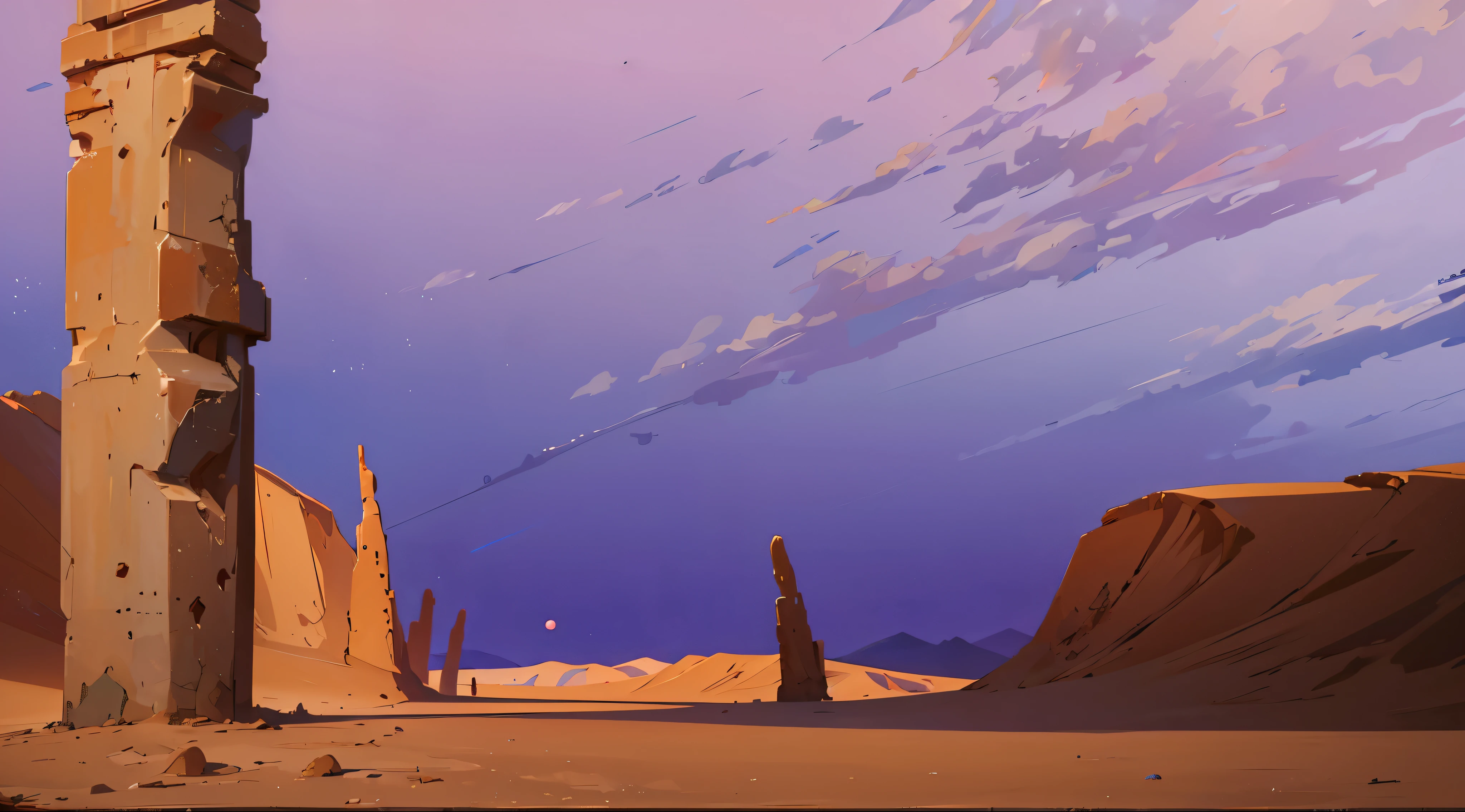 cloudy dawn sky, dusk time, early morning, desert,