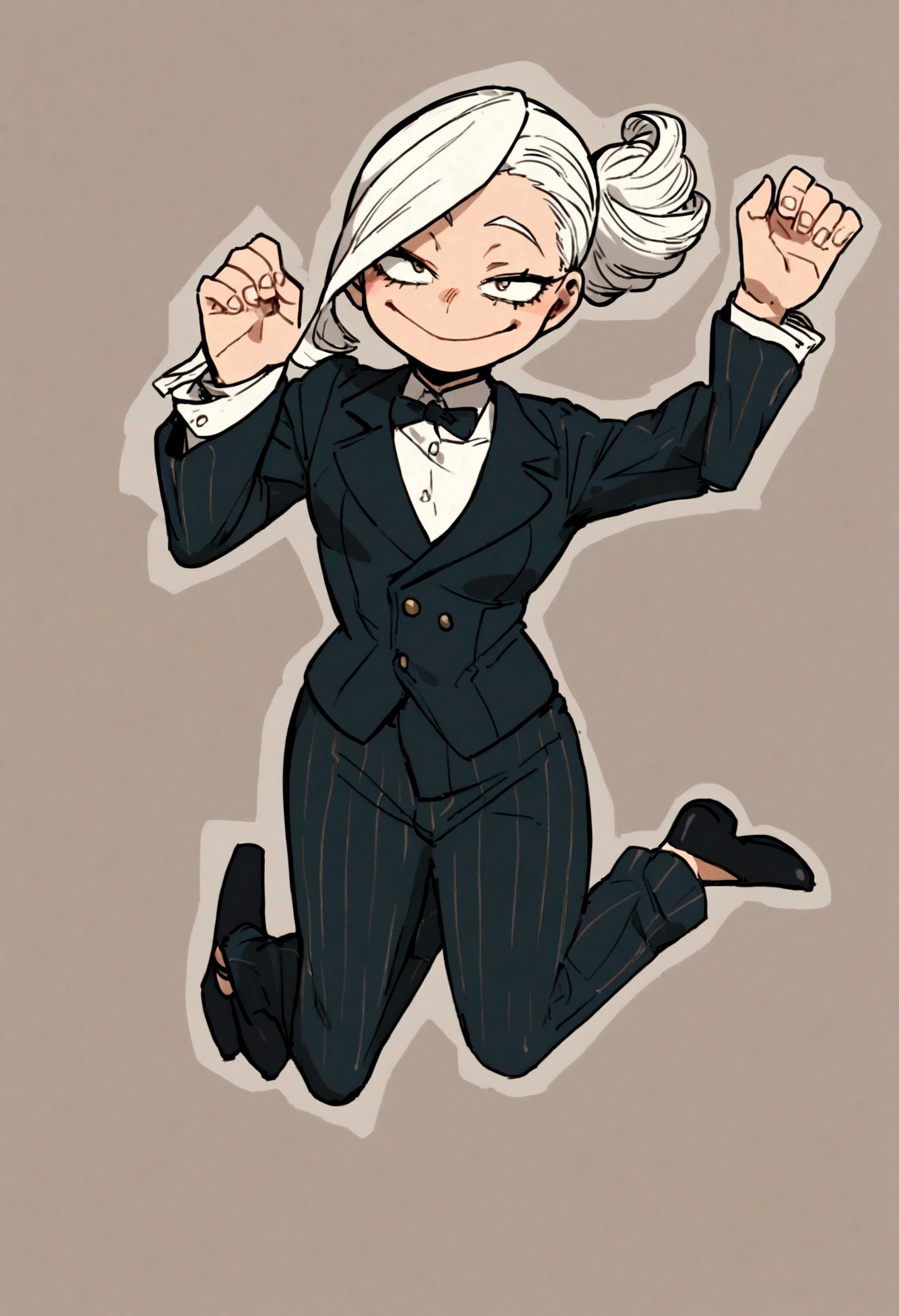mei mei from my hero academia, full body jumping, happy face, cute face, .