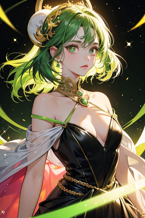 SHE is green with darker green continents.. SHE has an orange beak and pink cheeks, and HER eyes are white with black pupils in the middle. SHE has a yellow ring around its waist, like the planet Saturn. SPARKLE; GLITTER