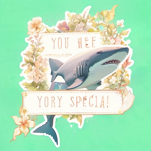 there is a shark with a ribbon around it that says you are very special, you're something special, anthropomorphic shark, telegram sticker design, very very very aesthetic, sticker illustration, very very aesthetic, very very surreal, 2 0 1 4, 2014, 2015, 2 0 1 5, fantasy sticker illustration