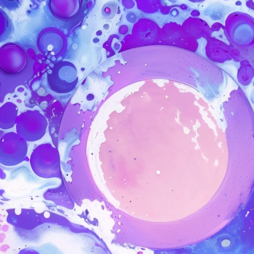 there is a picture of a red and white plate with a pink circle, blood smear, cells, halation, the cytoplasm”, dreamy painting of coronavirus, blood cells, fluorescent spots, multiple purple halos, tumours, moon, violet polsangi pop art, cellular, purple flesh, ultraviolet colors, purple, ultraviolet