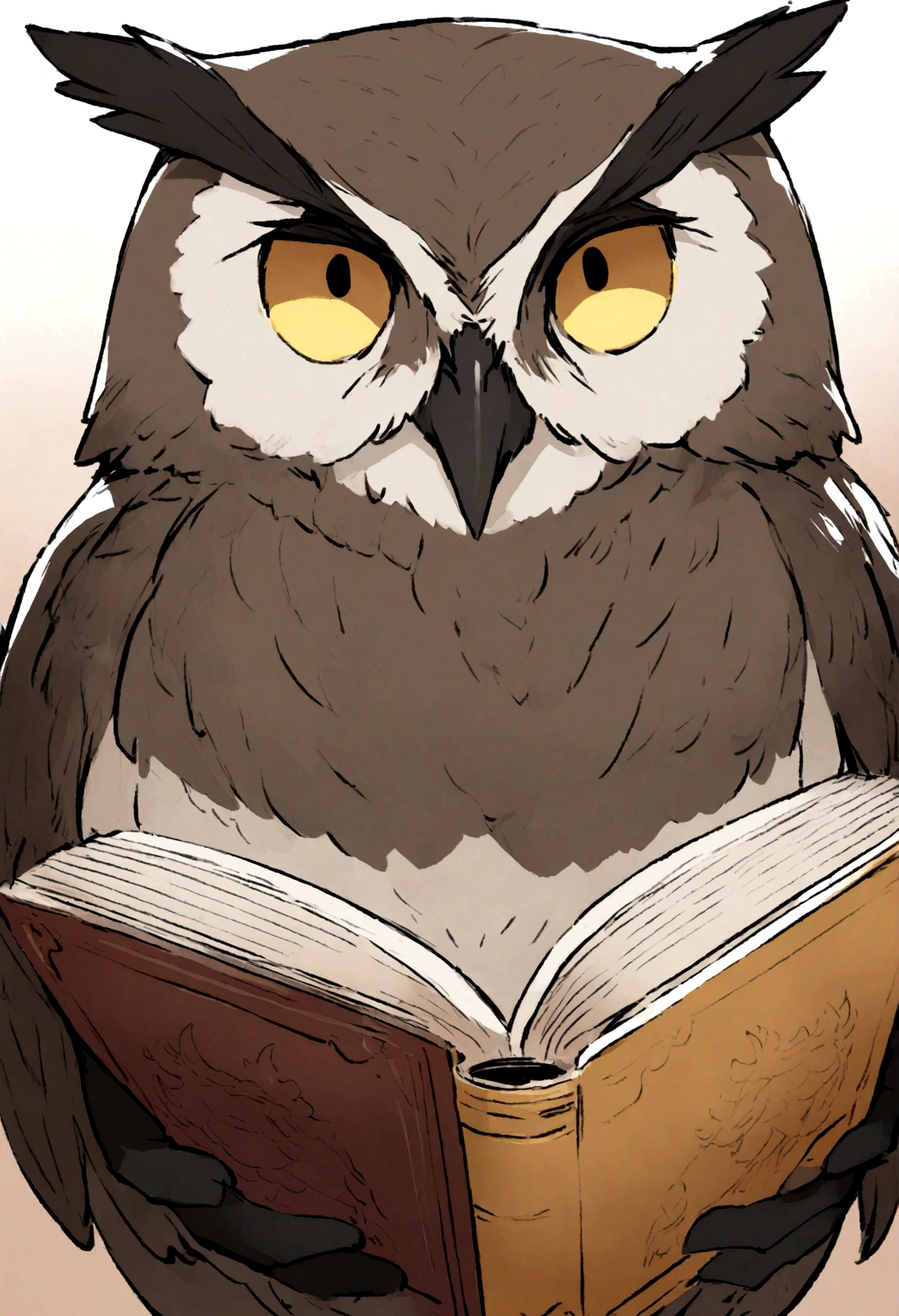 Owl icon reading a book