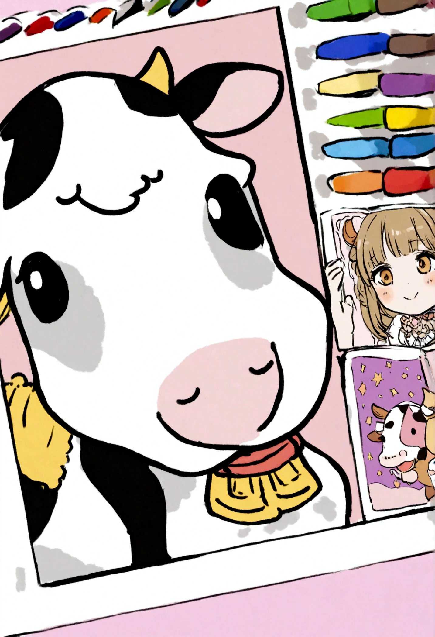 A cute cow, cartoon,
,Coloring Book, ColoringBookAF,
 