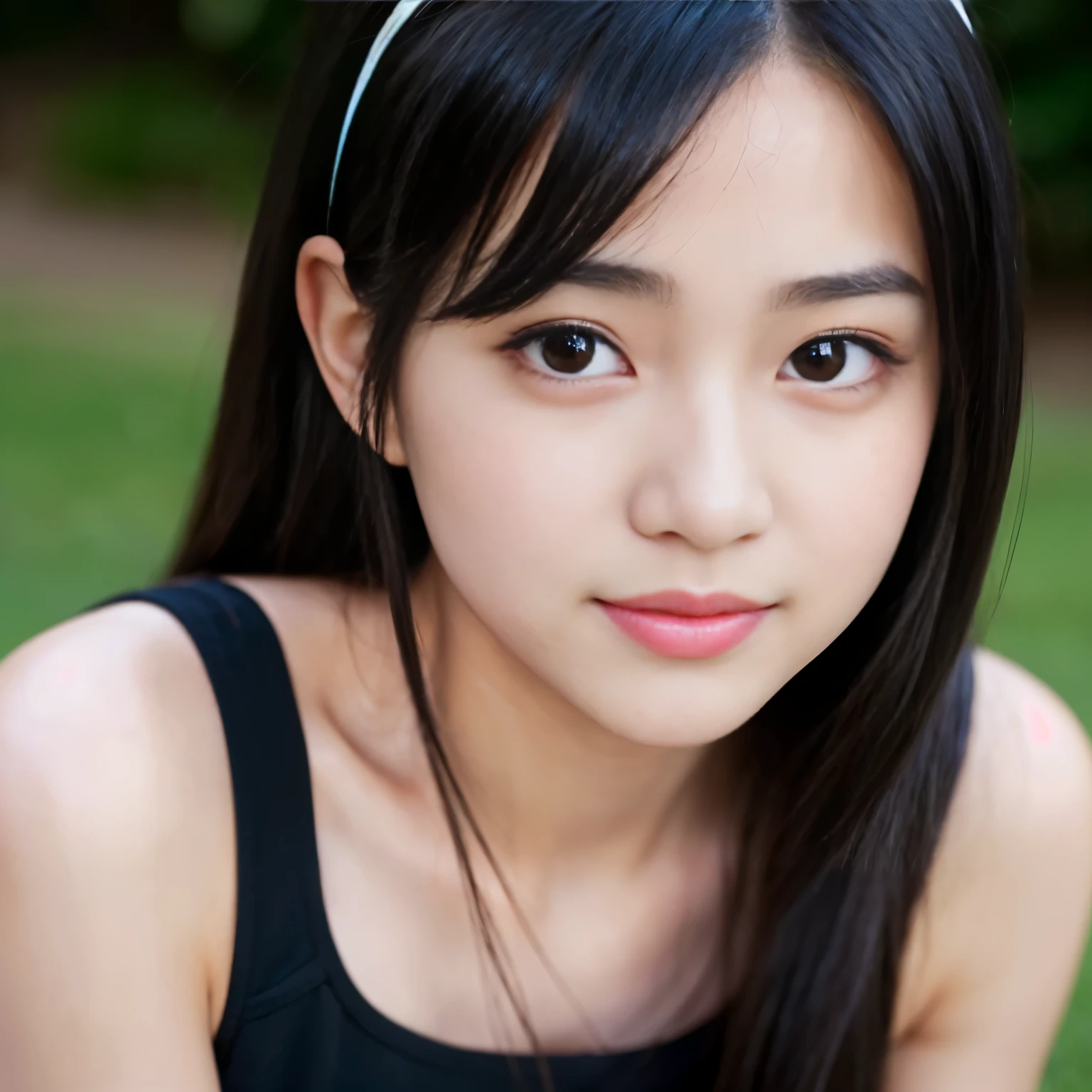 (Best-quality, Masterpiece, Ultra-High-Resolution, (Photorealistic:1.4), Raw Photo,  depth of field, professional lighting, perfect anatomy, extremely details), 1girl, 15-years-old, the most famous Japanese idol, face focus, close-up of face, ((extremely cute realistic-face like the most popular Japanese idol, ((extremely cute and extremely big realistic-black-eyes)), extremely cute and  extremely realistic hair)), (((extremely beautiful and extremely realistic skins))), extremely cute and extremely realistic long-eyelashes, extremely cute and extremely realistic lips, innocent smile