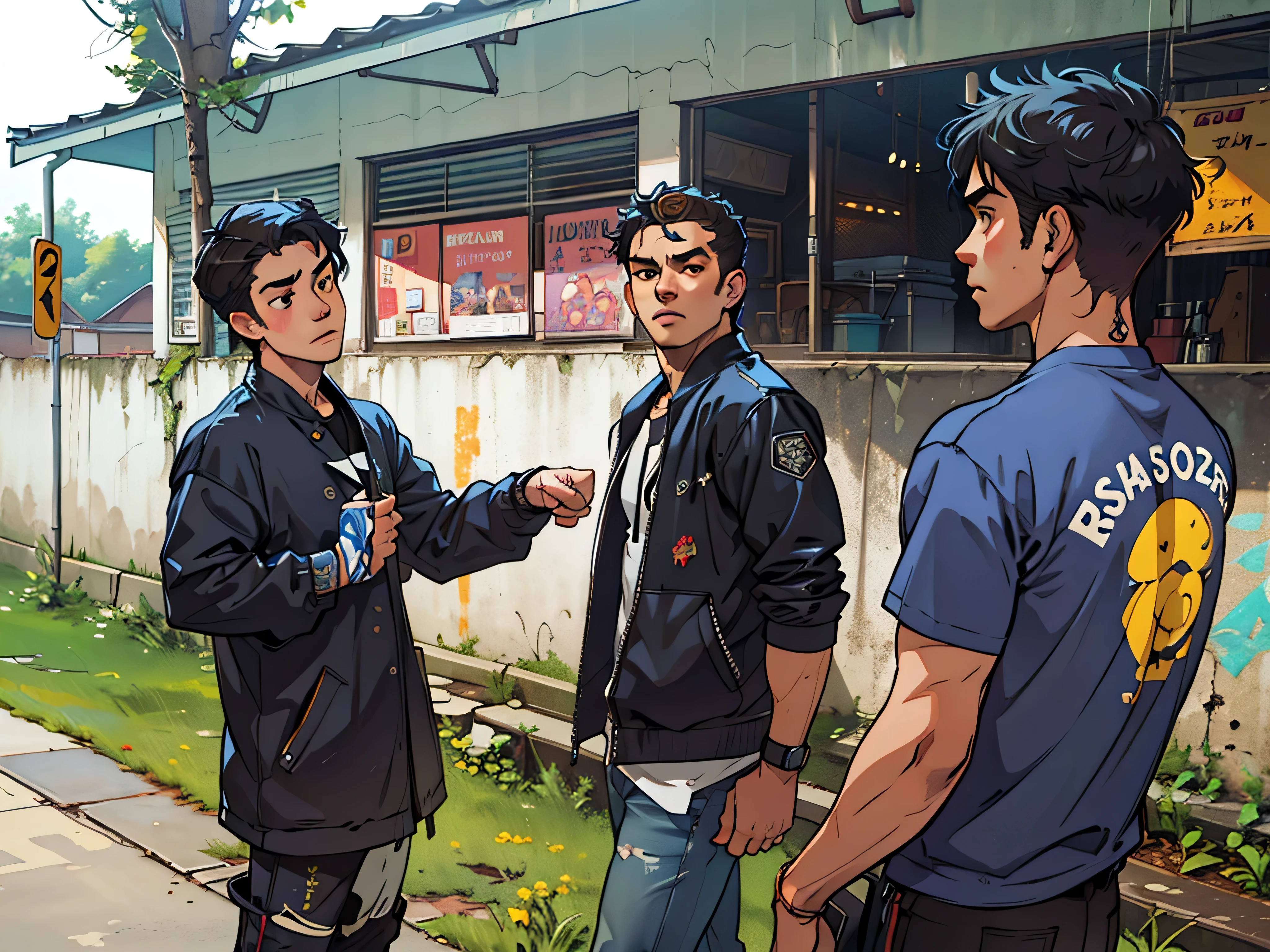 (extremely detailed CG unity 8k wallpaper), the most beautiful artwork in the world, 3 man as a band group, clean background