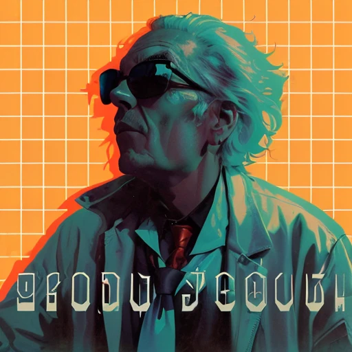 there is a man with sunglasses and a tie on a poster, great soul, album cover, alternate album cover, hunter s thompson, ripley scott, scientist, refer to late timothy leary, cover art, ralph steadman, album art, album cover!, promo image, album art cover, inspired by Alexander Scott, album, ralph steadman style, new album cover