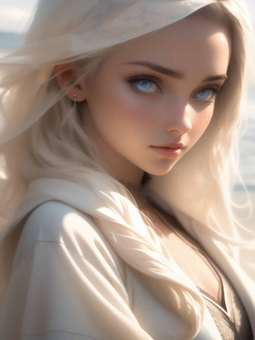 close-up of a european woman, with blonde hair, winter beach, natural skin texture, very detailed skin texture, tanned skin, 24mm, 4k textures, soft cinematic light, RAW photo, photorealism, photorealistic, intricate, elegant, highly detailed, sharp focus, ((((cinematic look)))), soothing tones, insane details, intricate details, hyperdetailed, low contrast, soft cinematic light, dim colors, exposure blend, hdr, faded, detailed transparent clothes.