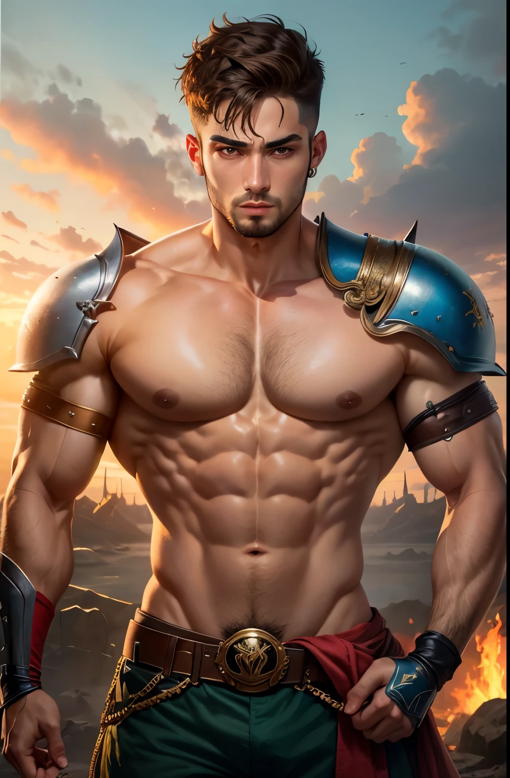 Um guerreiro com um corpo forte