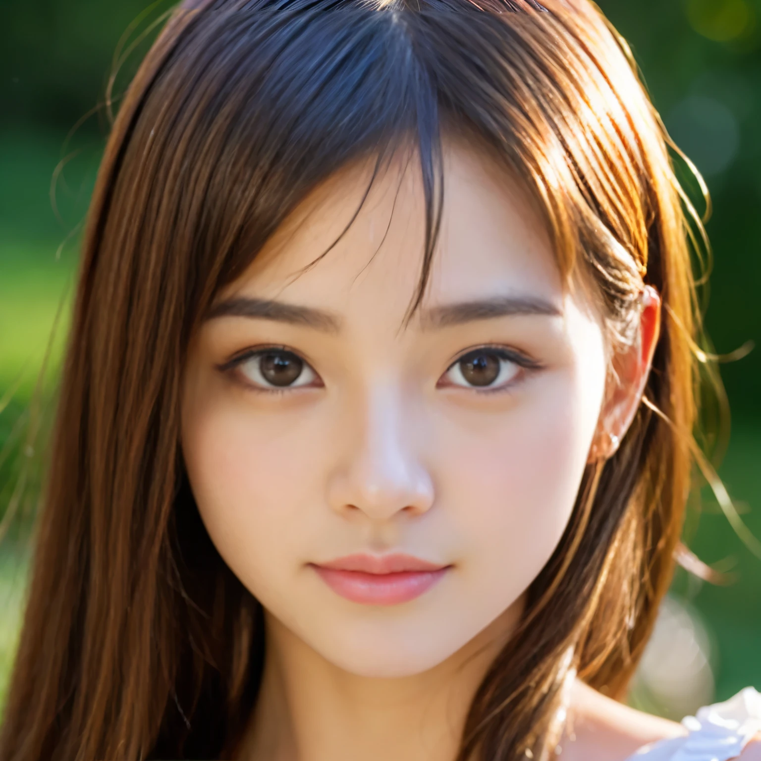 (Best-quality, Masterpiece, Ultra-High-Resolution, (Photorealistic:1.4), Raw Photo,  depth of field, professional lighting, perfect anatomy, extremely details), 1girl, -yeld, thost famous Japanese idol, (face focus, close-up of face), ((extremely cute realistic-face like the most popular Japanese idol, ((extremely cute and extremely big realistic-eyes)), extremely beautiful and  extremely realistic hair)), (((extremely beautiful and extremely realistic skins))), extremely cute and extremely realistic long-eyelashes, extremely cute and extremely realistic lips, innocent smile