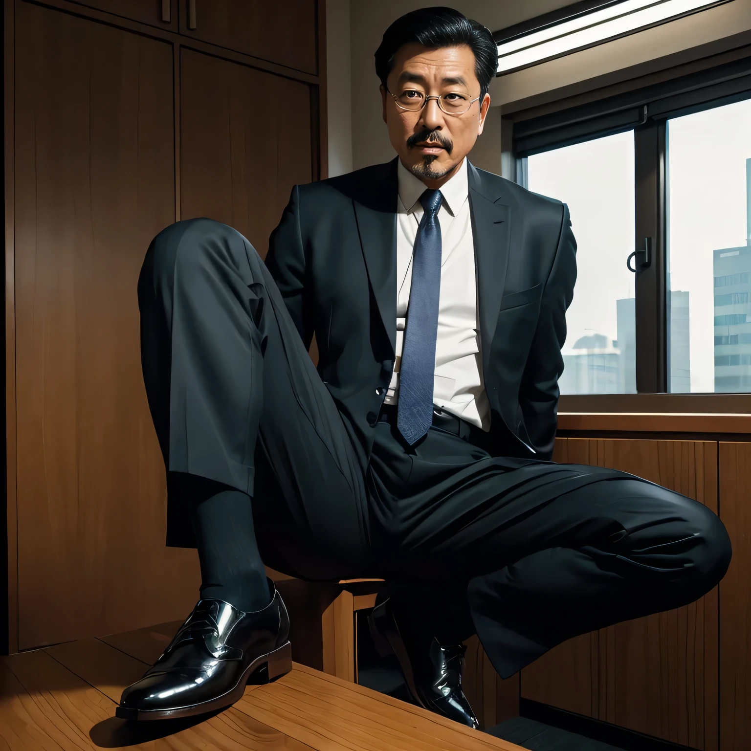 55 years old,Kogoro Mori,uncle,,Convex,in office,Wear black socks,anti-slip leather shoes,beard,toughness,Drooling in the mouth,HD,artwork,full of enjoyment,Very shy,exposed,Spread your legs and straighten them,Wear a suit,Trousers,A large protrusion with masculine characteristics,Wear black socks,The crotch has columnar protrusions,God'view,Take off your pants,Sexy lingerie lace,Floor perspective, Ecstasy expression/gender(milky, Translucent mucus in the abdomen and chest)