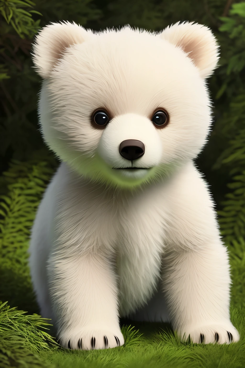 Believe me, a captivating baby bear, symbolizing innocence and cuteness, nestled in a lush, vibrant forest landscape. With a high resolution of 8k, this masterpiece boasts the best quality, capturing every detail with pixel-perfect realism (1.4). The original photo offers a close-up view, showcasing the baby bear's soft, fluffy fur and adorable glossy eyes.
The baby bear's skin texture is realistic (1.3), and the image is enhanced with subtle film grain (1.3), adding a nostalgic touch to the piece. The baby bear's front-facing pose, captured in a