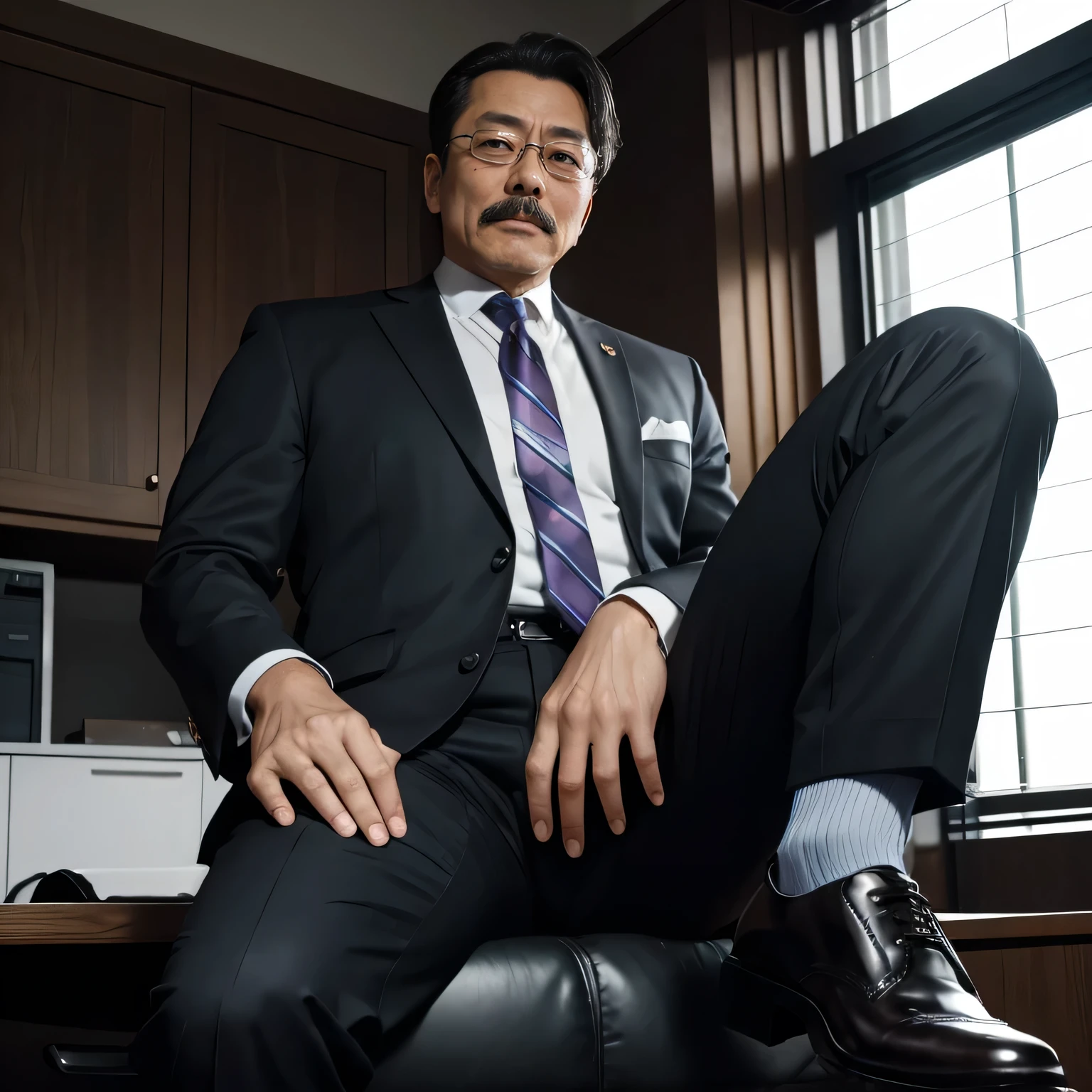 55 years old,Kogoro Mori,uncle,,Convex,in office,Wear black socks,anti-slip leather shoes,beard,toughness,Drooling in the mouth,HD,artwork,full of enjoyment,Very shy,exposed,Spread your legs and straighten them,Wear a suit,Trousers,A large protrusion with masculine characteristics,Wear black socks,The crotch has columnar protrusions,God'view,Take off your pants,Sexy lingerie lace,Floor perspective, Ecstasy expression/gender(milky, Translucent mucus in the abdomen and chest)