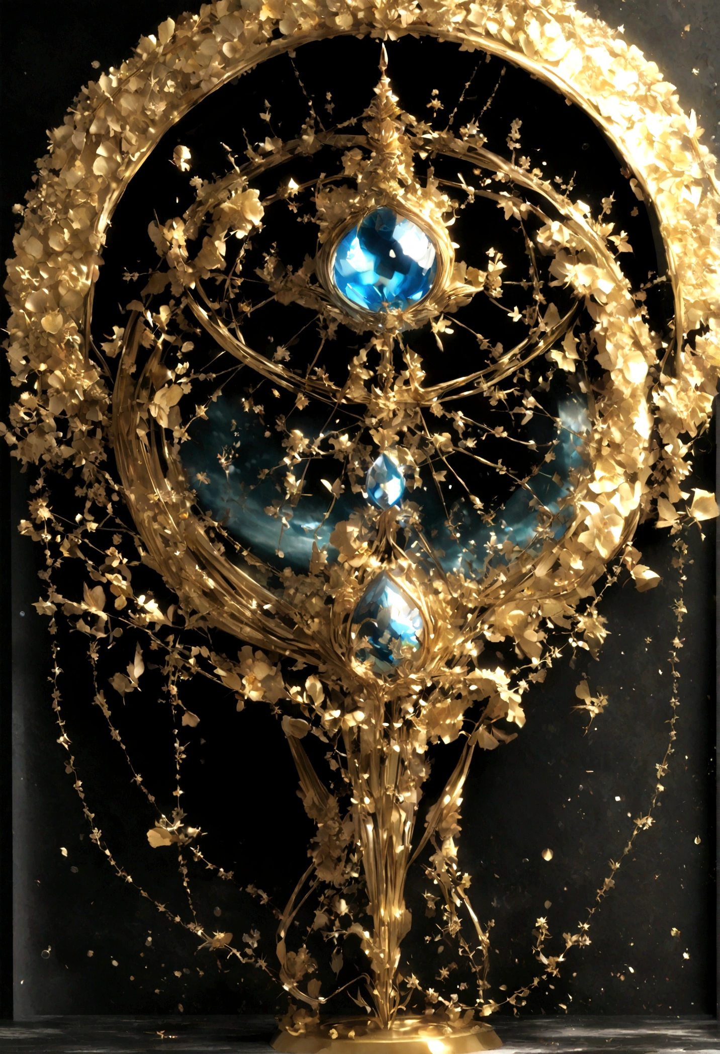 The image shows a white and gold cannon, no estilo de cruzamento de planosaltamente realista, grandeza de escala, divertidamente intricado, glassy translucence, graciosas, super detalhes, Maxon Cinema 4D, alto detalhe, 32k --s 1000 --uplight --ar 9:16