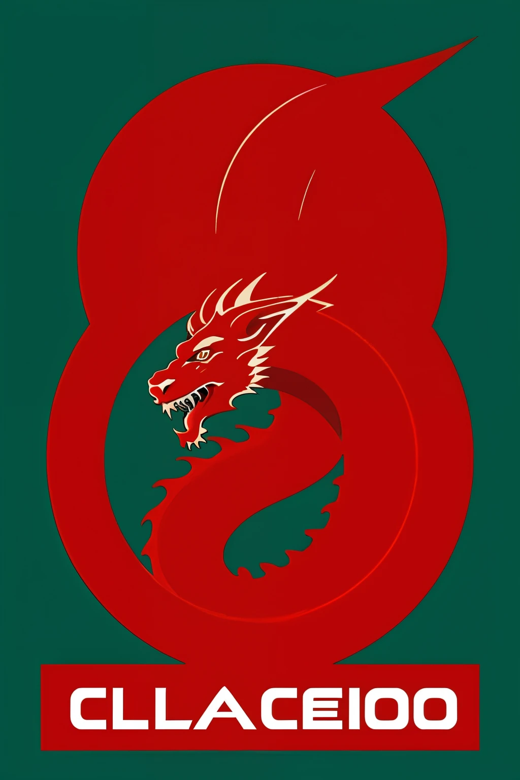 Logo de dragon con fondo ovalado celeste y uno mas grande rojo ((mejor calidad)), ((obra maestra)), (detallado)