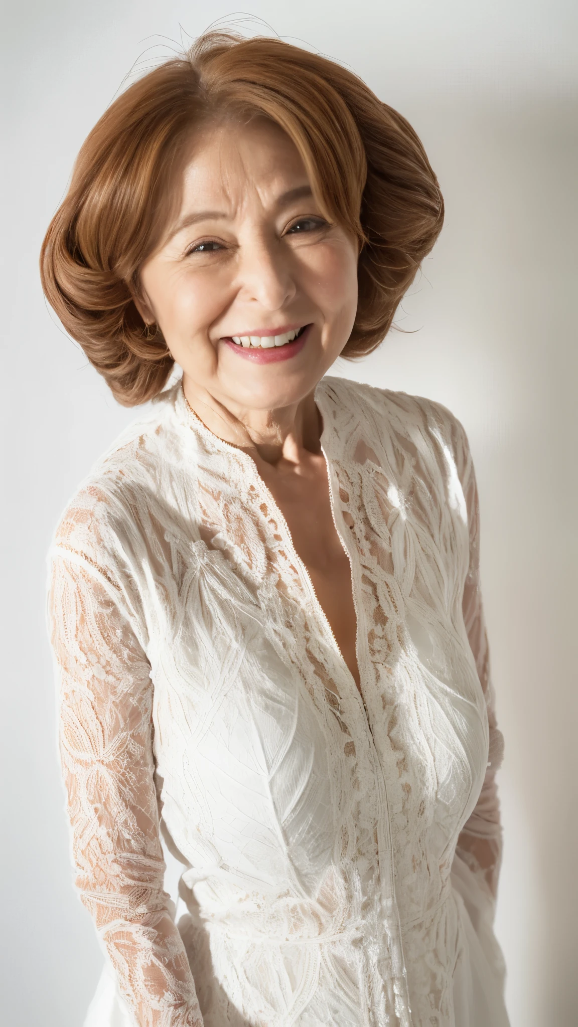 ((Grandmother)), (((Short Bob))), Late Elderly, Aged face, Perfect composition, ((Fractal Art)), (((masterpiece))), 8k, Clear images, (((alone))), (((Asian Beauty))), Pure white background, Natural Hair Color, Hands behind back, Refreshing early summer outfit, Alluring, ((Elderly)), Depict lips accurately,Red lips, Flashy makeup, (((alone))), (((Perfect Anatomy))), Depicting ears correctly, Pure white background, gravure, Upright posture, smile, ((Beautiful mature woman)), highest quality, Very detailed, Realistic, Very detailed細なスキン, (Madame), (The corners of the mouth are turned up), 120 years old, Huge breasts, Mature Politician, Glamour, sexy, Pure white skin, Natural hairstyle, Comfortable clothing,