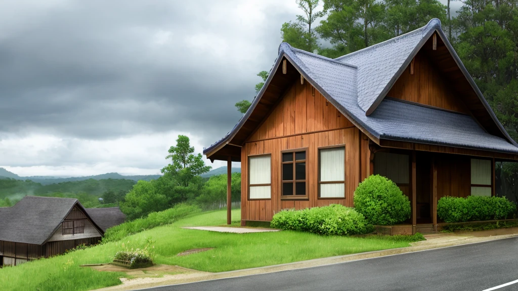 House in the forest、Old house、woodenhor, Cloudy bright, weather RAW, rainy