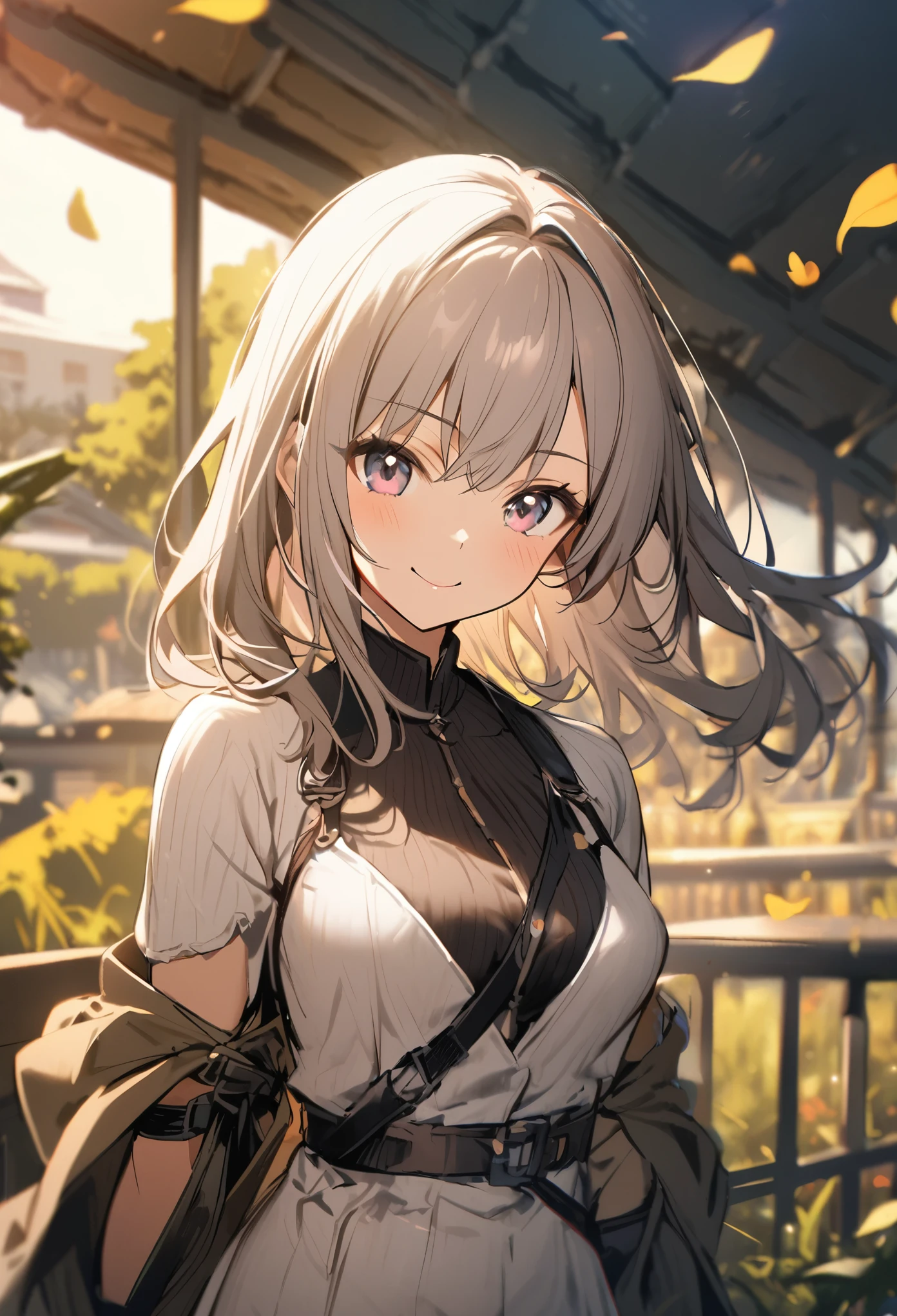 1 girl, smiling