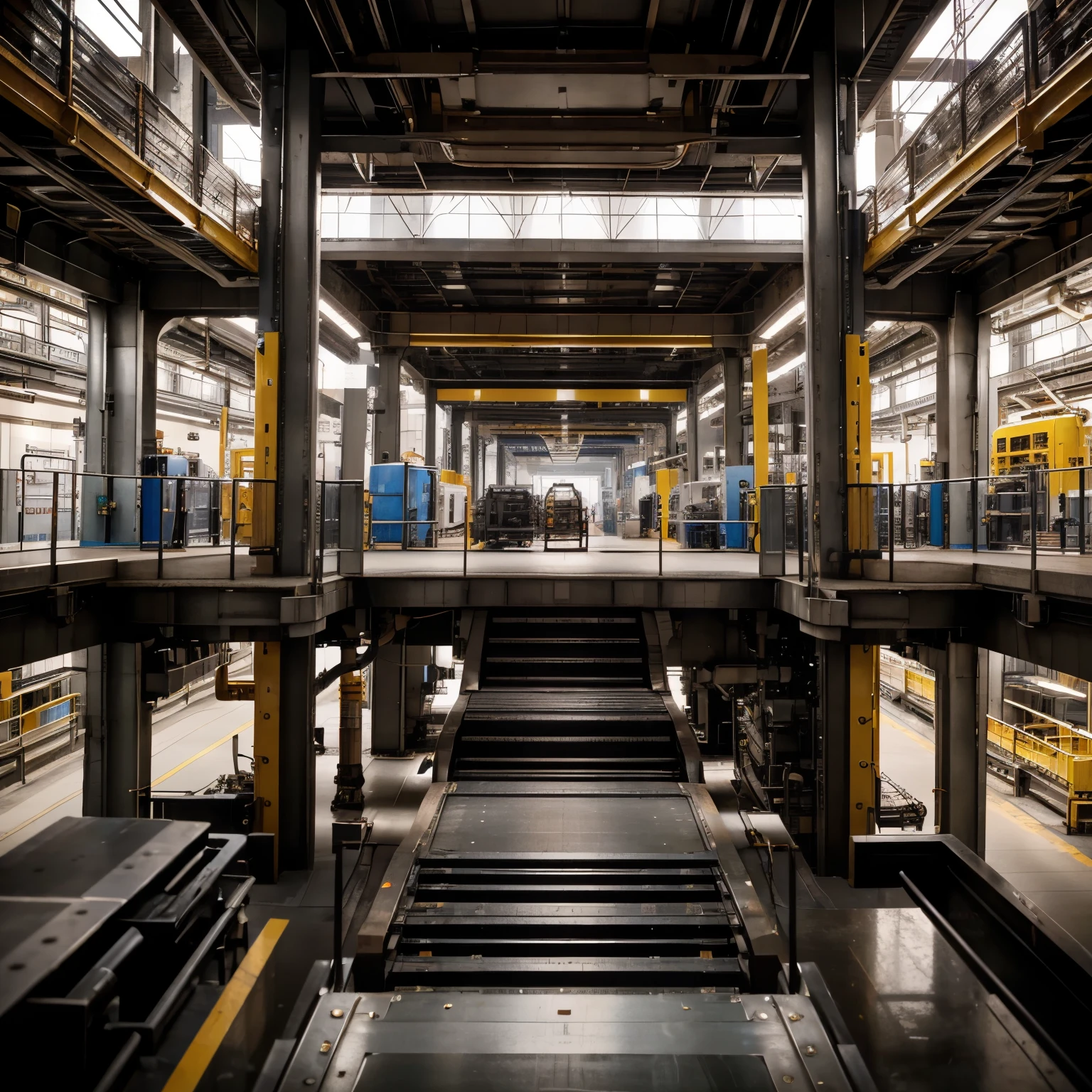 belt conveyer In the heart of a bustling city, from slanting, there lies a soft drink factory, its interior a marvel of modern industrial design. The computer parts production line in sterile space, a seamless dance of machinery and technology, hums with the rhythm of efficiency. Realistic photography captures every detail of this real, functioning space, from the metallic sheen of the machinery to the vibrant colors of the cpu parts lining the conveyor belts. Every angle, every detail, is rendered in stunning 8K resolution. Observe as the assembly line transforms raw materials into finished products, a testament to the marvels of industrial production.