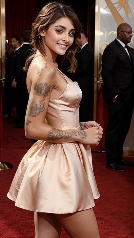 Paris Jackson wearing elegant dress and smiling sexy