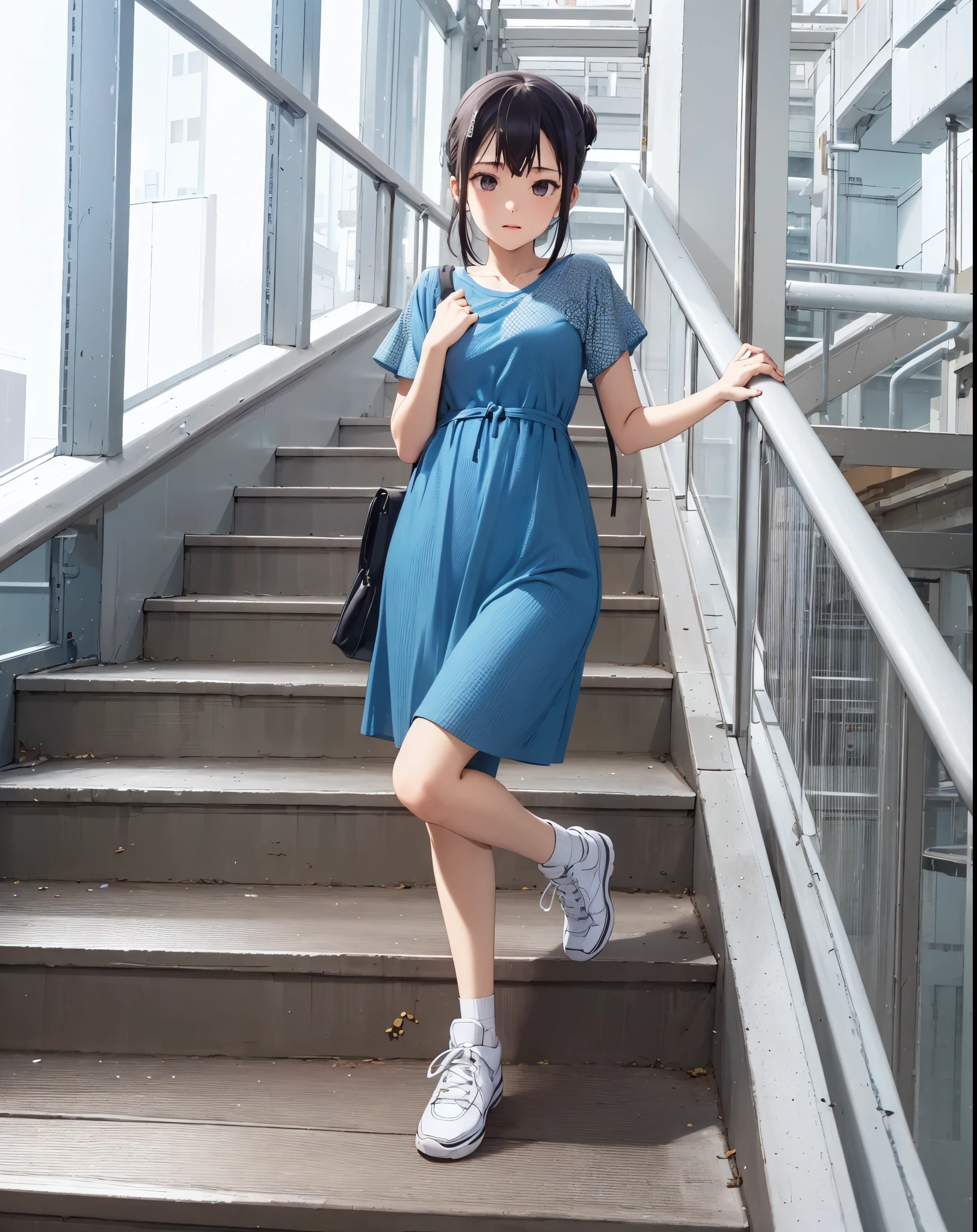 1girl, stair
