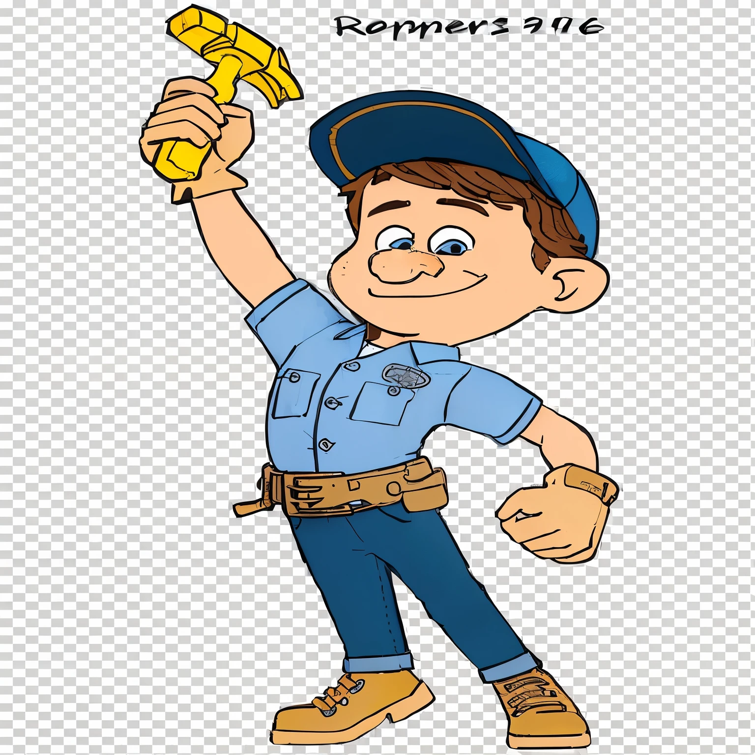 a cartoon boy holding a banana and a wrenet in his hand, harry volk clipart style, vistiendo uniforme de fontanero, celda sombreada vector art, Police character design!!, clean celda sombreada, Police character design, clipart, clean celda sombreada vector art, animation character, celda sombreada!!!, celda sombreada:15, personaje posando, imagen de dibujos animados