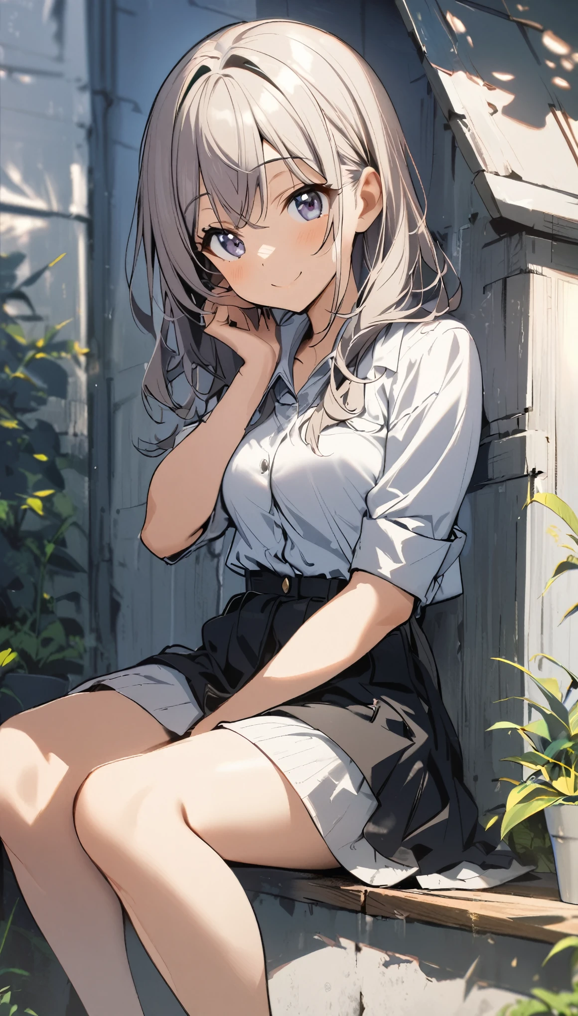 1girl, smile, sitting