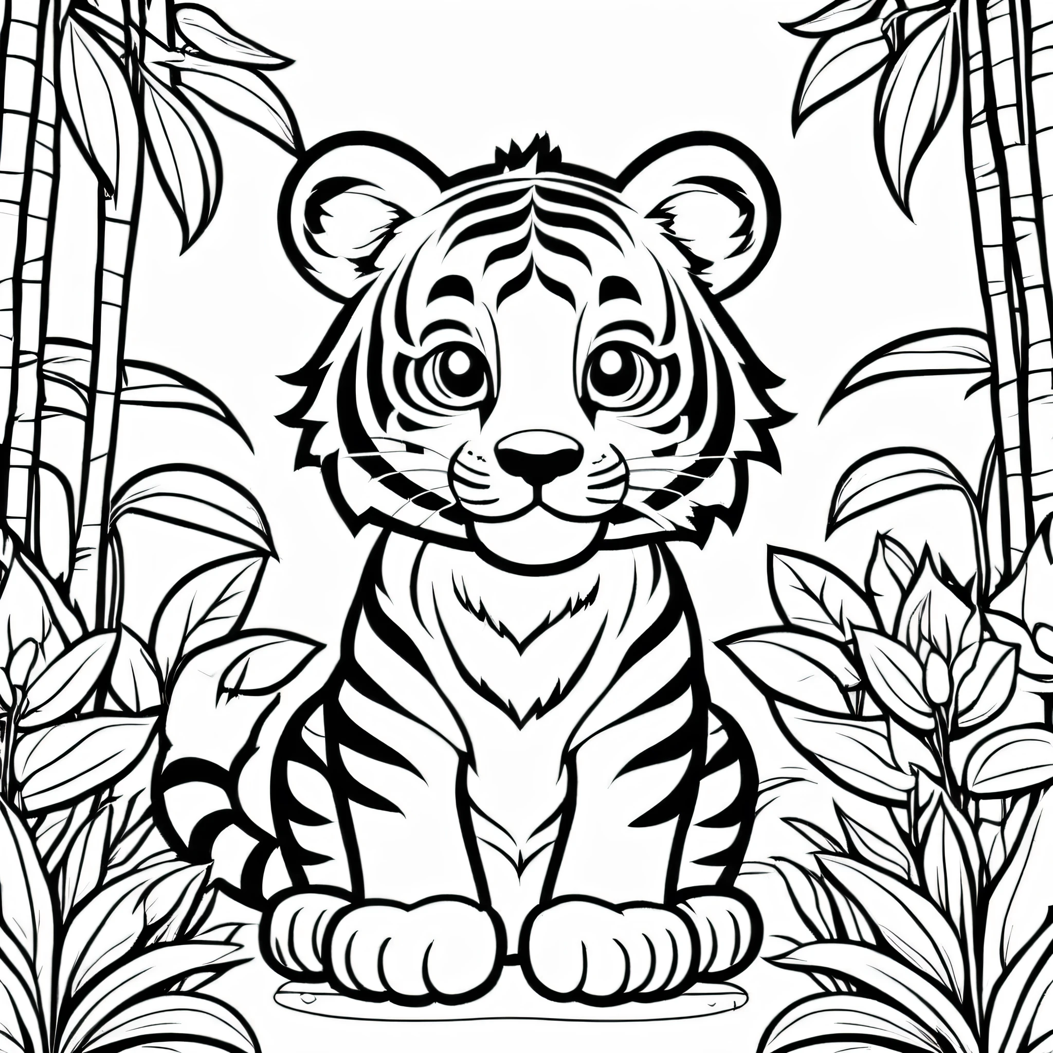 A cute tiger, cartoon, ,Coloring Book, ColoringBookAF,