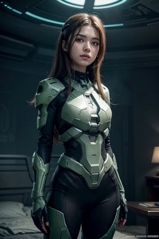 Imagen del video juego Halo pero el personaje sea femenino 