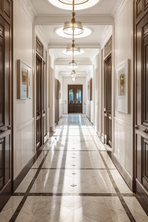 An illustration　indoor　Hallway leading to the entrance