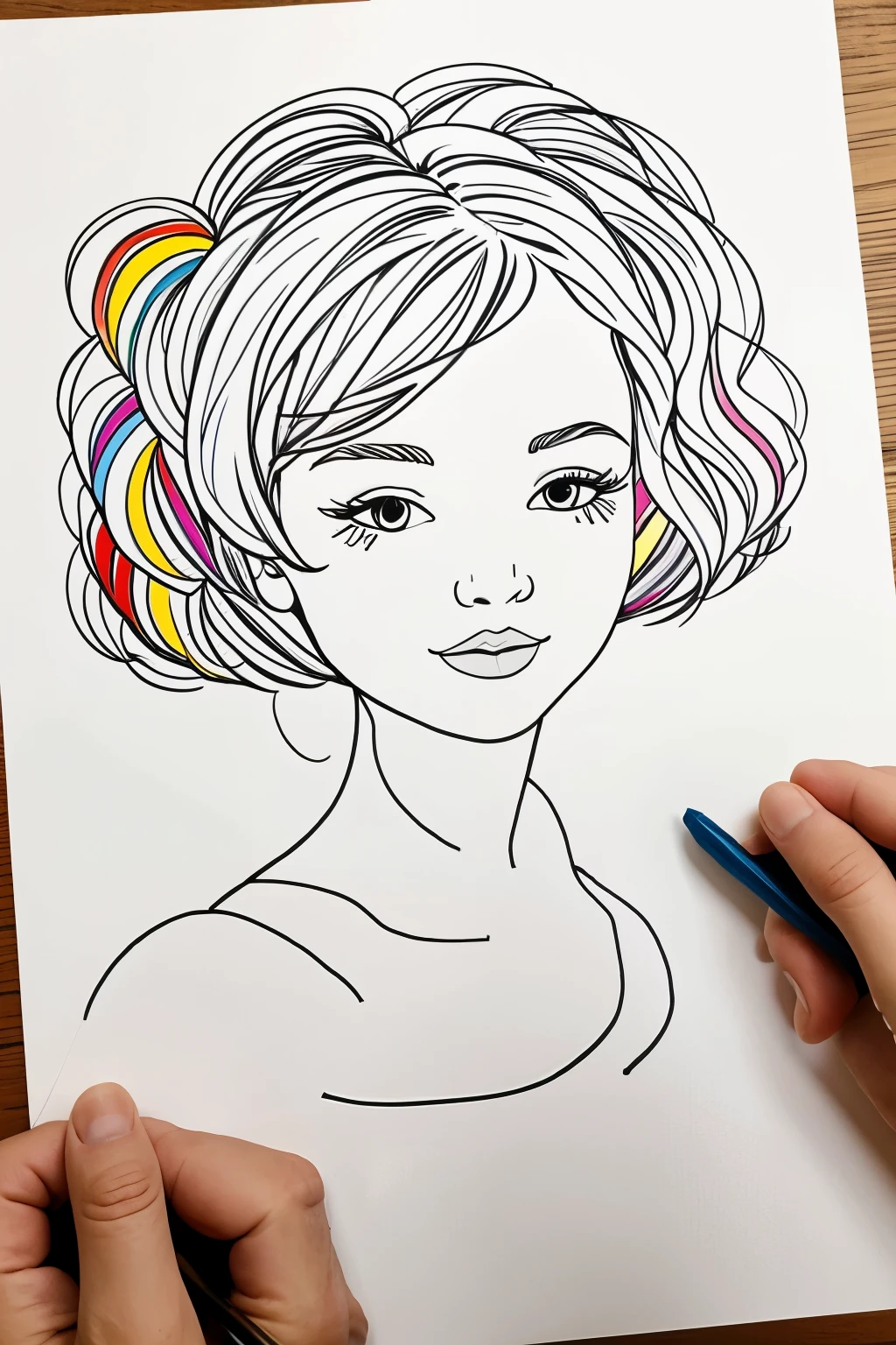 give me ideas of an easy drawing to draw but only the outline and filling of the drawing that has some type of colorful design