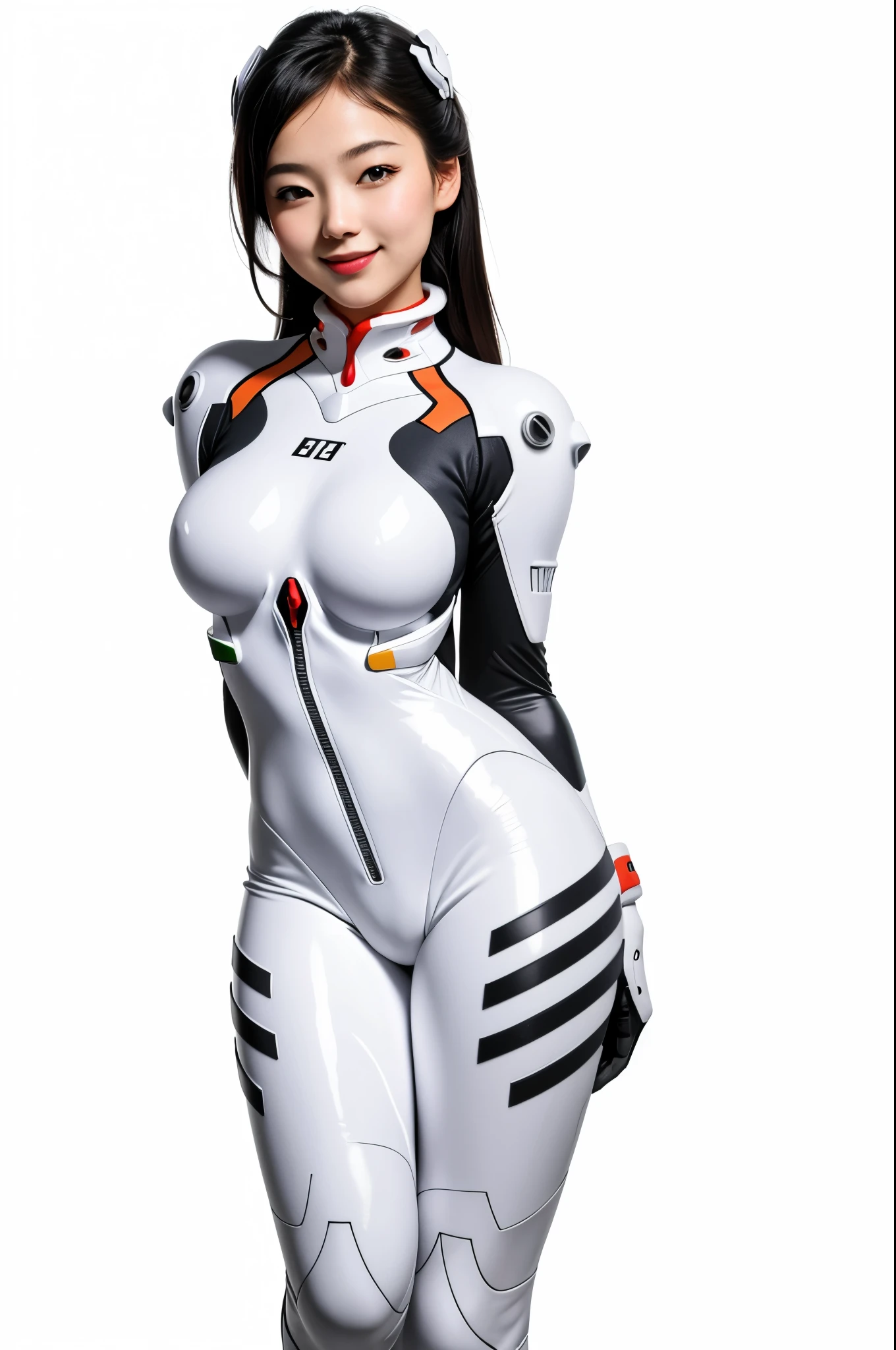 ((Masterpiece, best quality,edgQuality))smiling,solo,1girl,posing for a picture,arms along body,((white background, simple background))
edgPlugsuit, breasts, full body, skin tight,wearing edgPlugsuit bodysuit