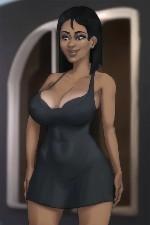 ((Obra de arte,melhor qualidade)), absurdos,
Gruntilda, pele verde, cabelo preto comprido, vestido preto, olhos vermelhos, presumptuous, evil smile,
vista lateral, witch's hat,
Sozinho, sorridente, olhando para o espectador, tiro de vaqueiro,
film composition, dynamic pose,, contrapposto
