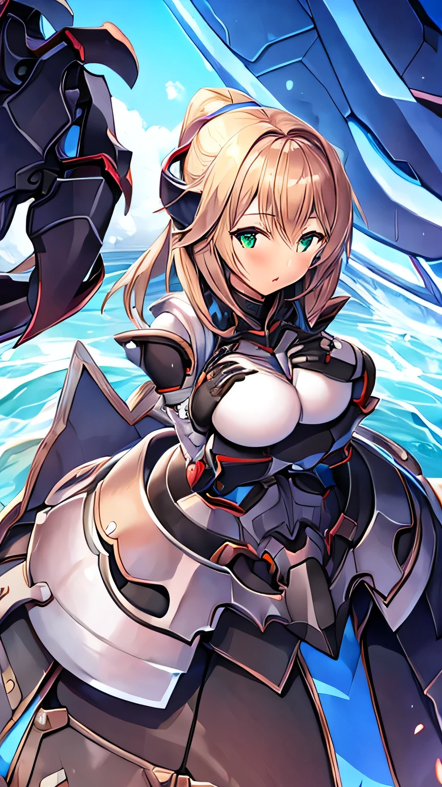 1 girl, chest, Covered face, Take-up, huge chest, humanoid robot, Claw hands, Joint, No mouth, I can't stand it, robot, robot Joint, Shiny, Shiny skin, Simple Background, alone, thick Thighs, Thighs, White Background, Wide Hips, robot, humanoid robot, robot girl,Fox Ears