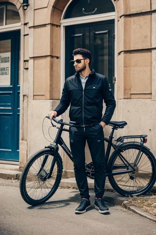A man with bicycle