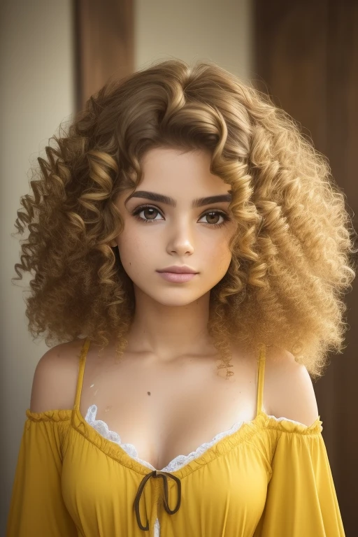(((1 garota))), ((((Sozinho)))), ((messy hairstyle)), standing taking a photo, (((Cabelo amarelo avermelhado)), olhos vermelhos, blusa macia