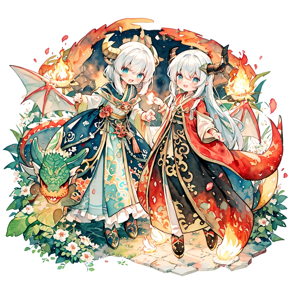 (pastel colour:1.0)、(Cute illustrations:1.5)、(Watercolor:1.2)、Many red petals dance、Wind、background、length、smile、Cute Smile、Red Dragon、(Cool costumes:1.0)、Full Body Lesbian、The best smile、A kind smile、Laugh cutely、Cute Face、Hilarious、about、Beautiful Face、about、dragon motif dress、dragon-like design、Spark of Light、Red Dragonの羽、Dragon Horn、Fire Magic、Magical World、Fantasy、Dragon Girl