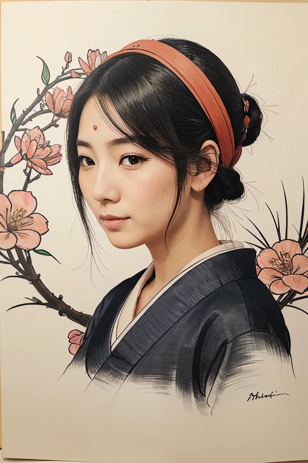 dibujo mujer sencilla ukiyo e
