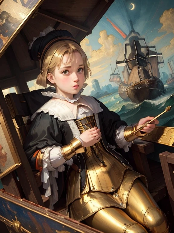 8k, (Dutch Golden Age painting:1.8), Rough seas, sailboat, Midnight, moon, Distress, storm, Hard to break