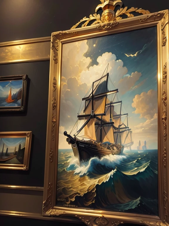 8k, (Dutch Golden Age painting:1.8), Rough seas, sailboat, Midnight, moon, Distress, storm, Hard to break