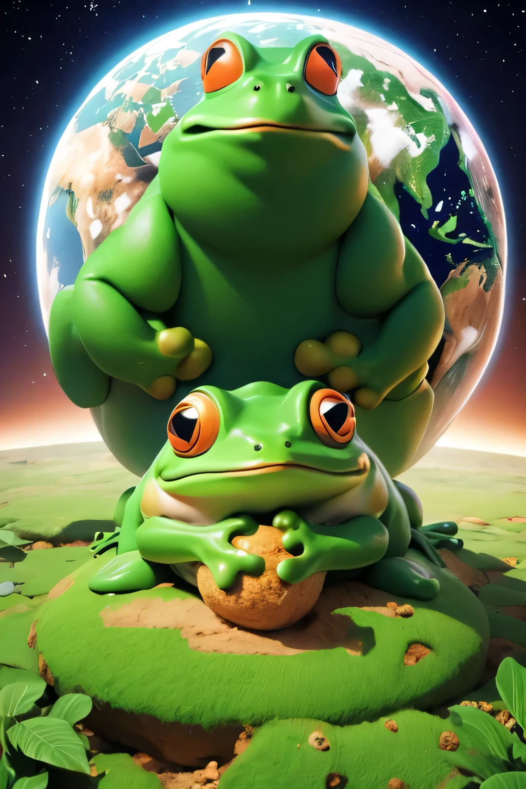 Giant frog destroying the earth