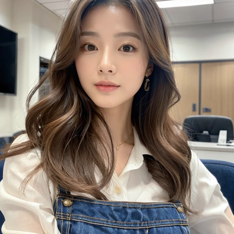 Han Julie is a young Korean woman in her 30s. Her hair is long and wavy in a dark blonde colors.
Her face is oval and marked by her large brown eyes, which carry a cold, unexpressive face. Her skin is radiant and clear, presenting an impeccable state of health and her curved lips.
Her height is medium, her body athletic and defined, with the most charming and provocative. It contrasts and matches their personalities.
She is in her office at the company wearing a basic outfit, navy jeans, a white shirt.